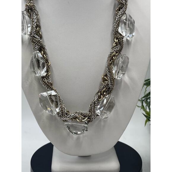 J. Crew Chunky Glass Rhinestone Mixed MultiStrand Braided Metal necklace - Picture 3 of 14